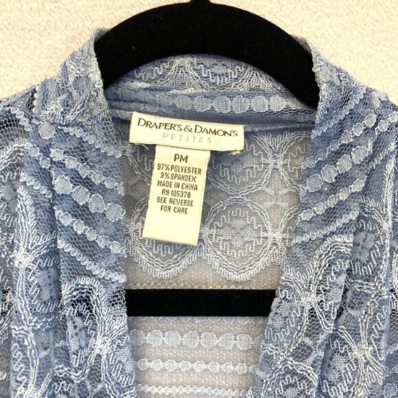 Drapers & Damons Open Cardigan Sweater PM Petite Medium Blue Ombre Embroidered - Picture 4 of 8